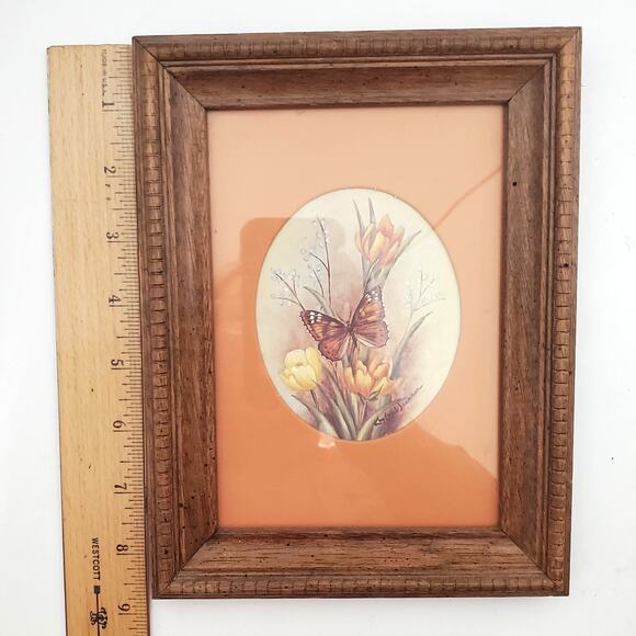 Vtg Kay Lamb Shannon Wood Framed Butterfly Print Entomology Art 9" x 7" - Picture 5 of 11